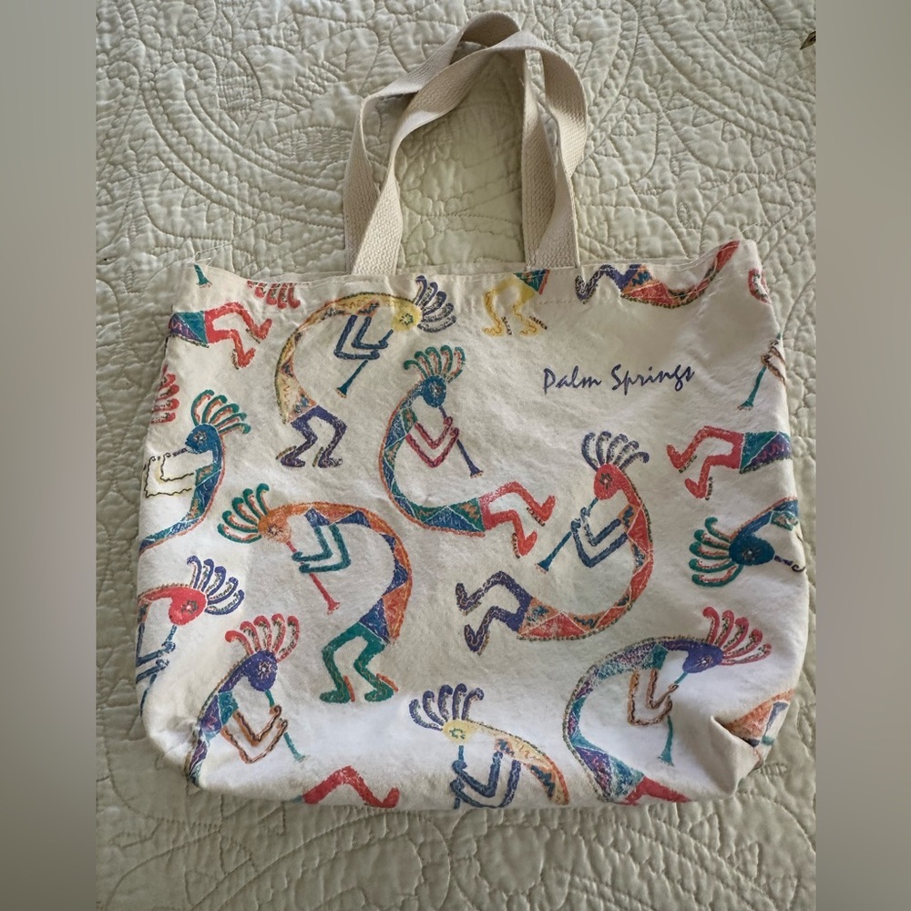 Islander Palm Springs Kokopelli Canvas Tote | Southwestern Boho Desert Bag